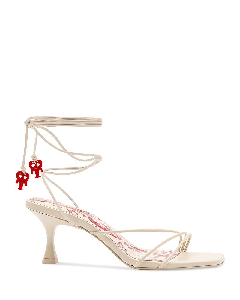 Larroude Women's Nadia Square Toe Strappy Mid Heel Sandals