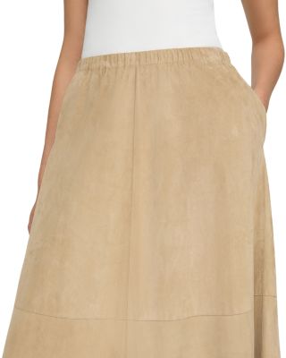 Pull On Midi Suede Skirt