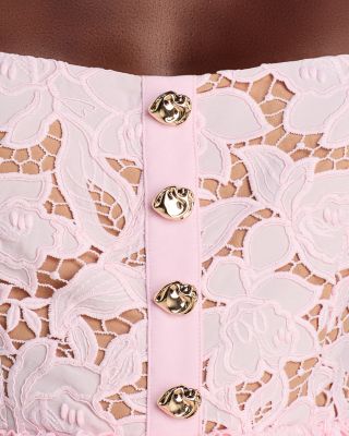 Pink Lace Peplum Midi Dress