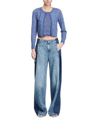 Glitter Crewneck Cardigan Sweater