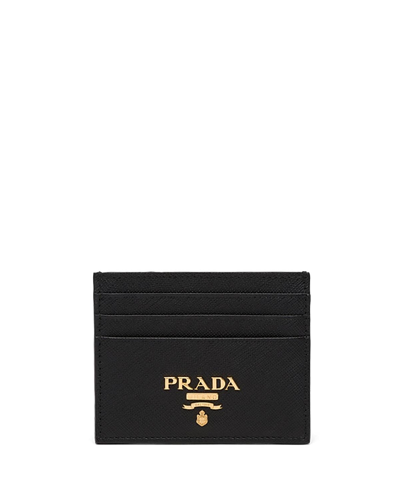 Prada Saffiano Leather Card Holder In Black