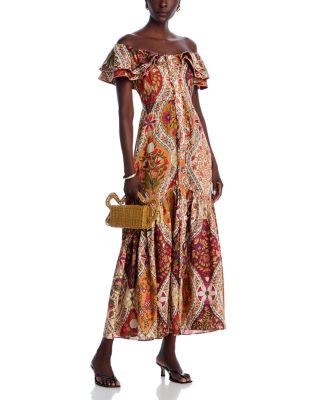 Romantic Nature Off-the-Shoulder Maxi Dress