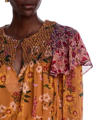 Smocked Long Sleeve Maxi Dress