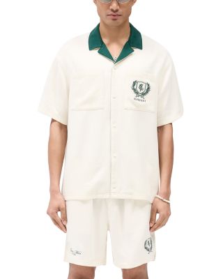 Crest Embroidered Oversized Fit Camp Shirt