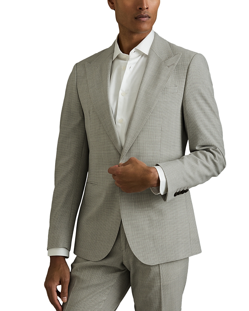 Reiss Grey Single-breasted Check Suit Blazer Slim-fit In Grey