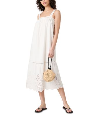 Cotton Square Neck Midi Dress