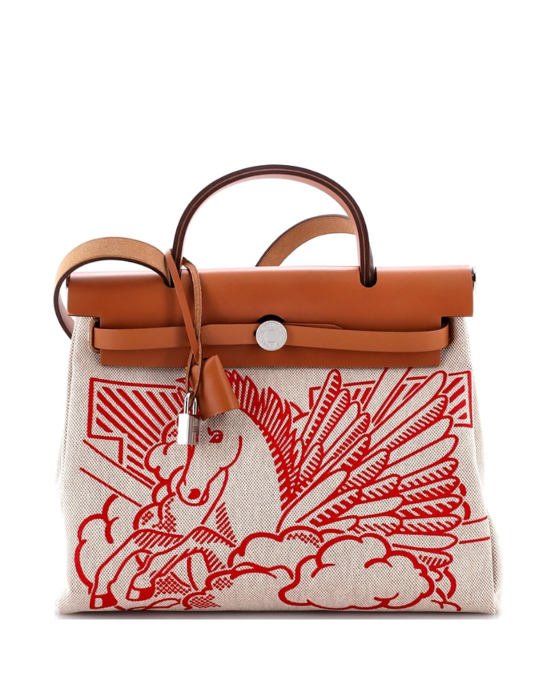 Pre-owned Pre-owned Hermes Hermes 31 Herbag Zip Pegase Pop Toile And Leather In Neutral/ Brown/ Natural