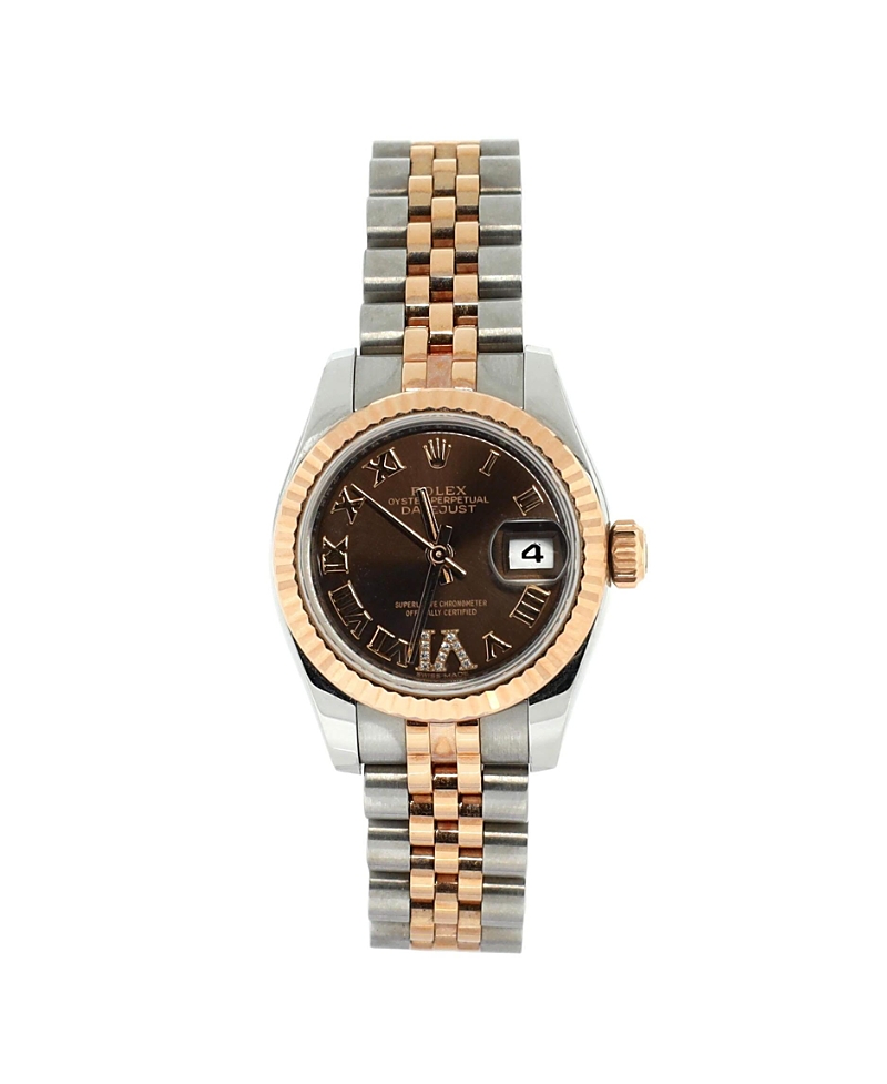 Pre-owned Pre-owned Rolex Rolex Oyster Perpetual Datejust Chocolate Brown Automatic Watch In Stainless Steel And Ros In Dial Color: Brown