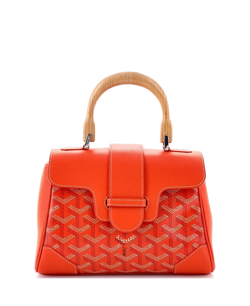 Pre-owned Pre-owned Goyard Goyard Mini Saigon Top Handle Bag Coated Canvas With Leather In Orange