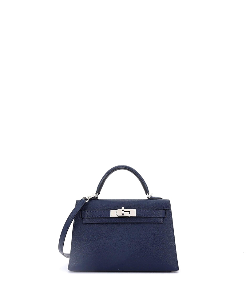 Pre-Owned HERMES Kelly 20 Handbag Verso Chevre Mysore with Palladium Hardware