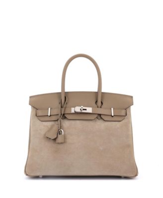 Pre-Owned HERMÈS - Birkin 30 Handbag Grey Doblis Suede with Swift with Palladium Hardware