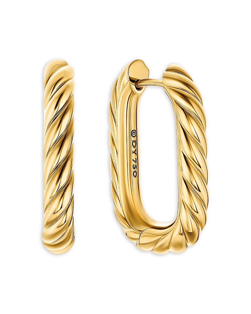 David Yurman Dy Madison Cable Hoop Earrings in 18K Yellow Gold, 24.3mm