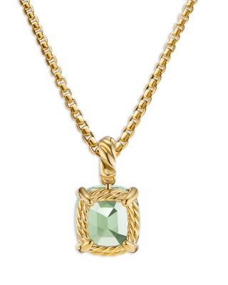 Marbella Pendant in 18K Yellow Gold with Sky Blue Topaz or Prasiolite, 12mm
