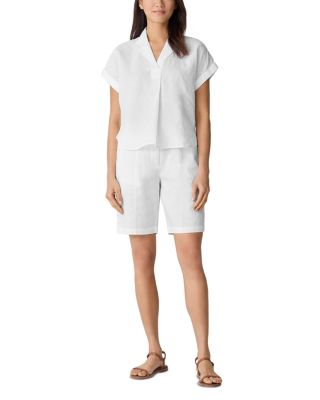 Linen Notch Collar Top