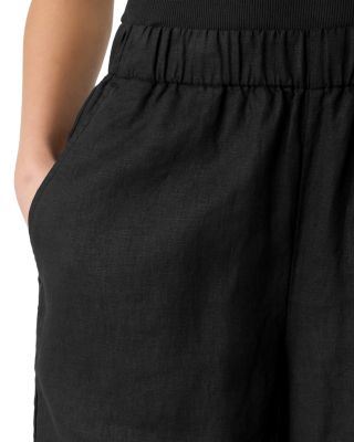 Linen Cropped Wide Leg Pants