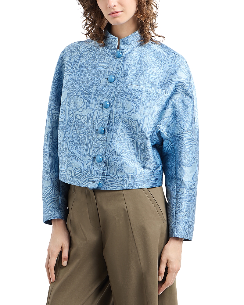 Emporio Armani Exotic Jacquard Jacket In Blue