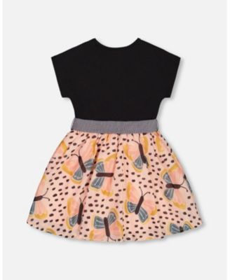  Girls' Bi-Material Dress with Printed Skirt - Little Kid