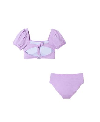 Girls' Puff Sleeve Two Piece Swim Suit - Big Kid