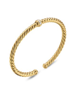 Cablespira&reg; Flex Station Bracelet in 18K Yellow Gold with Diamonds, 4mm