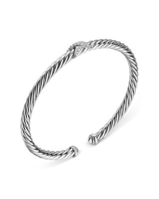 Cable Flex X Station Bracelet in Sterling Silver with Diamonds, 4mm