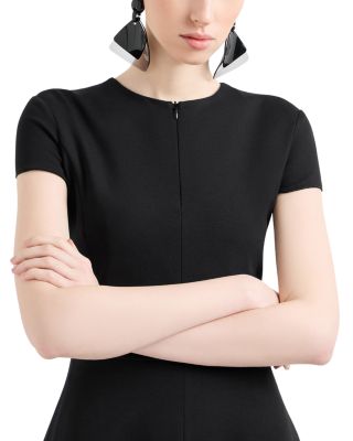 Short Sleeve Punto Milano Jersey Knee Length A Line Dress