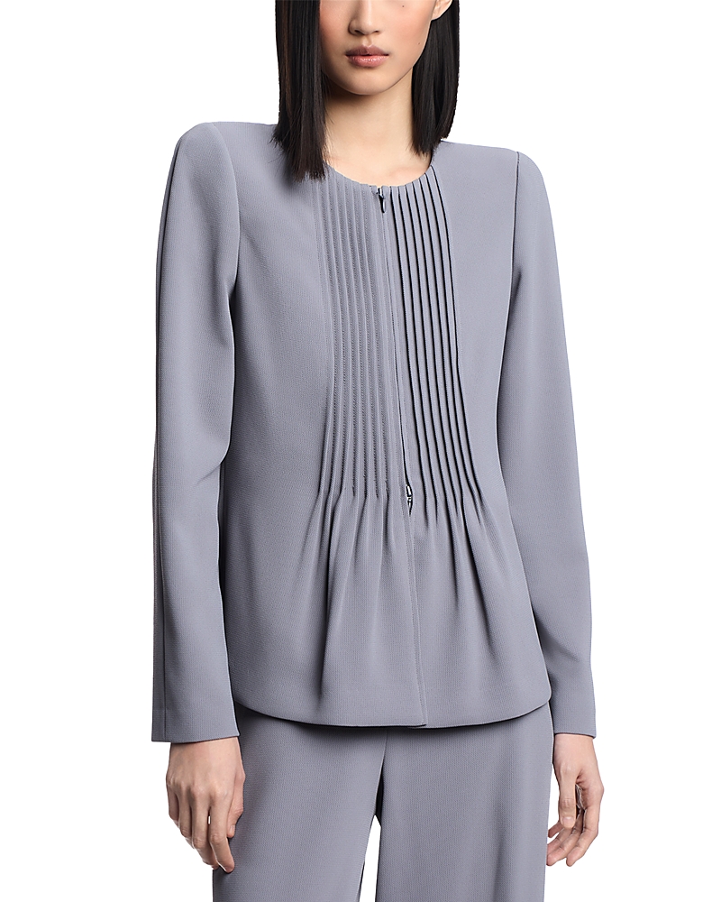 Emporio Armani Front Zip Pleated Fluid Armure Jacket