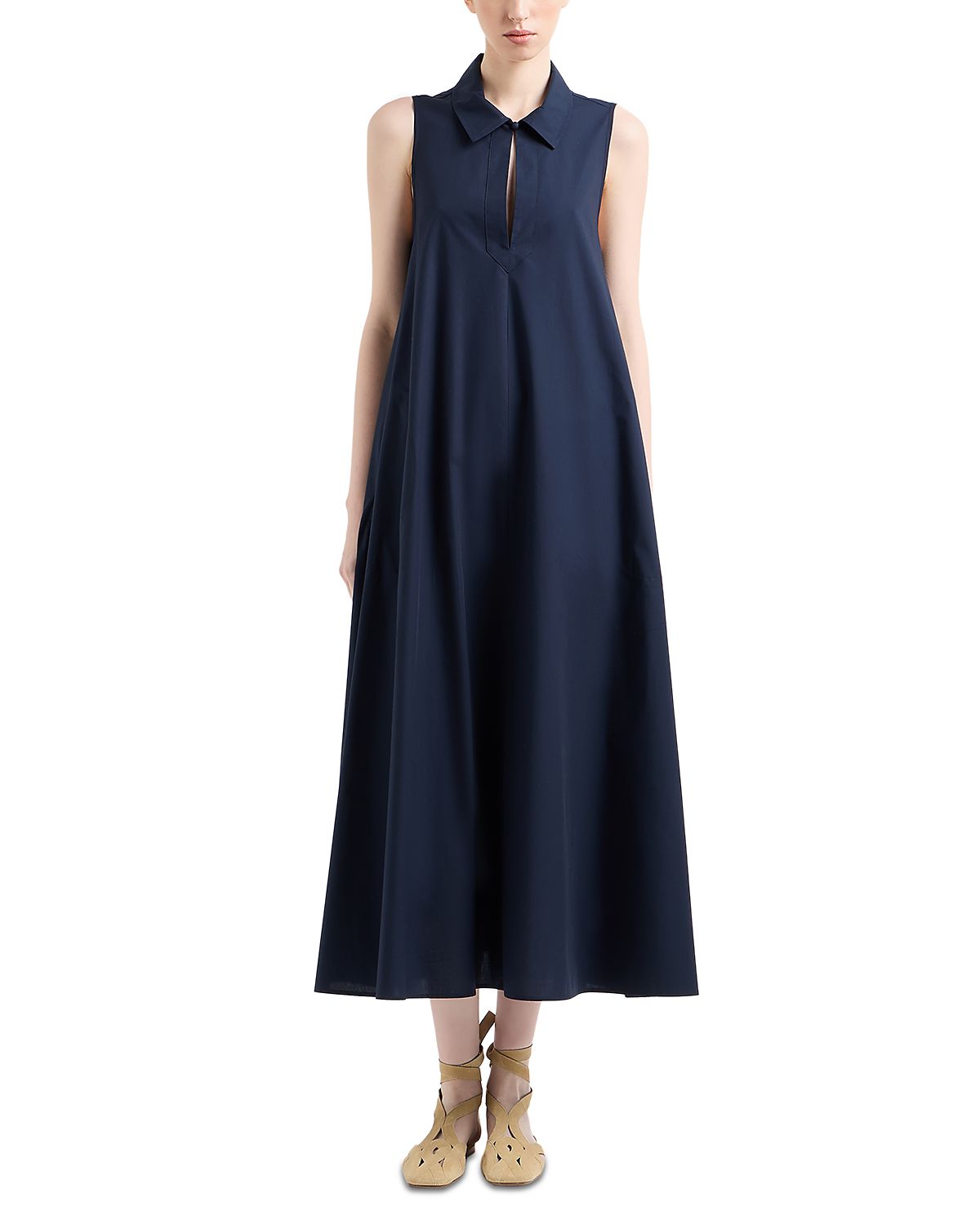 Emporio Armani Poplin Sleeveless Midi Dress