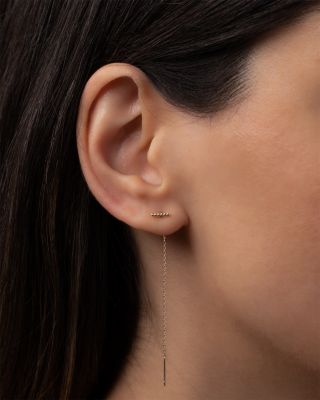 14K Yellow Gold Cable Link Threader Earrings