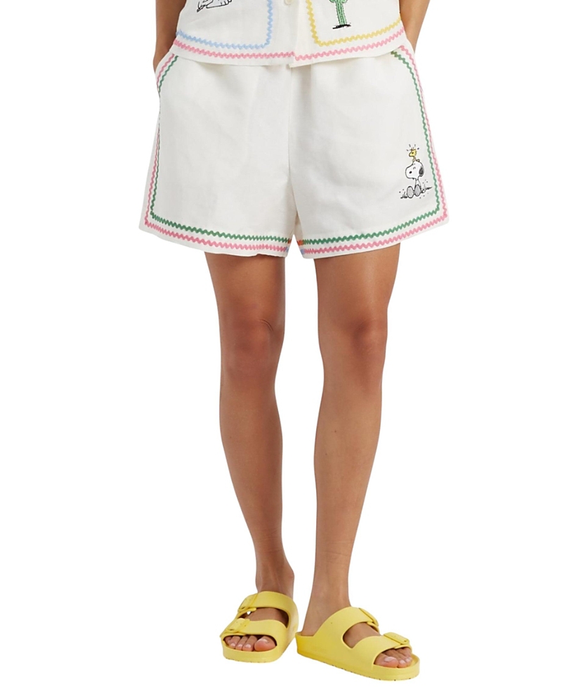 Chinti & Parker Linen-cotton Peanuts Vacation Shorts In Cream White