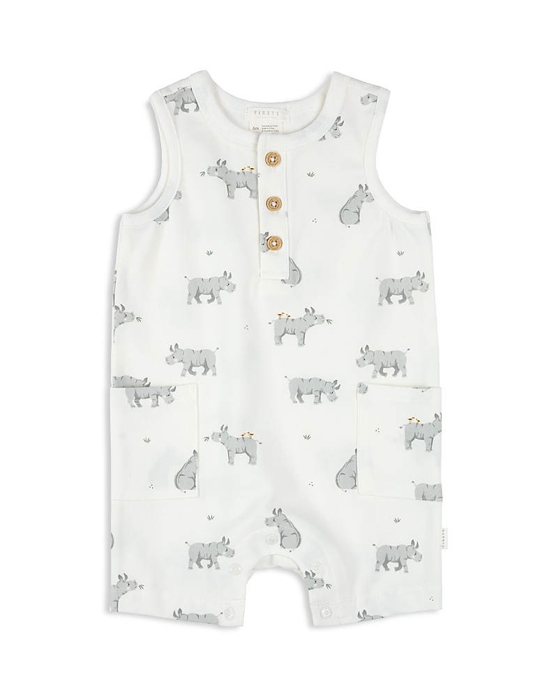 Firsts By Petit Lem Boys' Rhino Print Sleeveless Romper - Baby