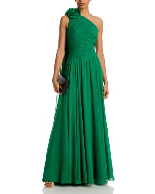 Pleat Chiffon Flower Gown