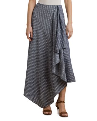 Ralph Lauren - Striped Linen A-Line Midi Skirt
