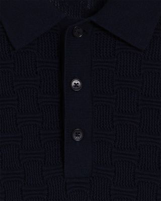 Waterby Short Sleeve Silk and Cotton Textured Polo