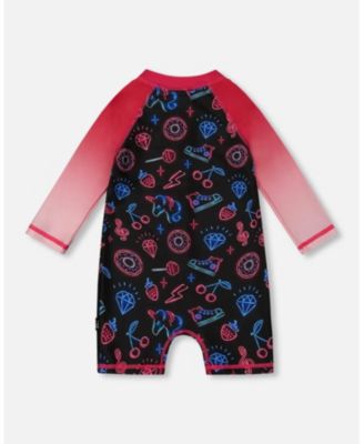 Girls' Printed Long Sleeve One-Piece Rashguard - Little Kid