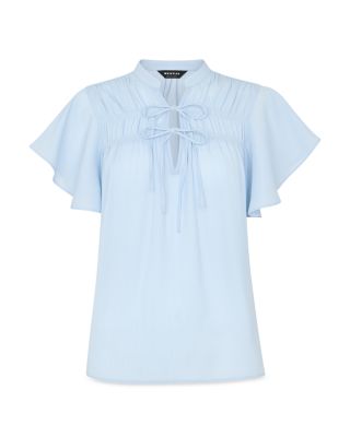 Flutter Sleeve Tie Front Blouse