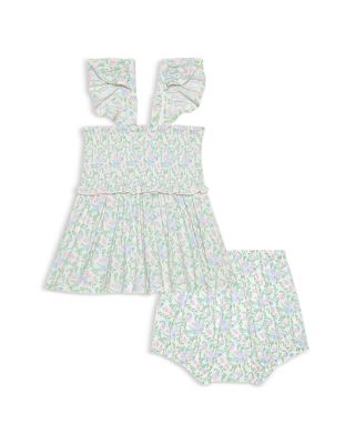 Posh Peanut - Girls' Prairie Floral Smocked Babydoll Bummie Set - Baby