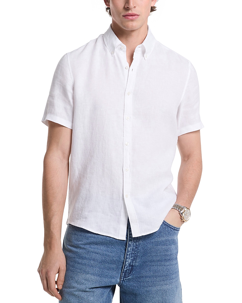 Michael Kors Linen Slim Fit Short Sleeve Button Front Shirt
