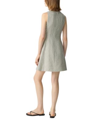 A-Line Mini Dress in Checked Linen-Blend