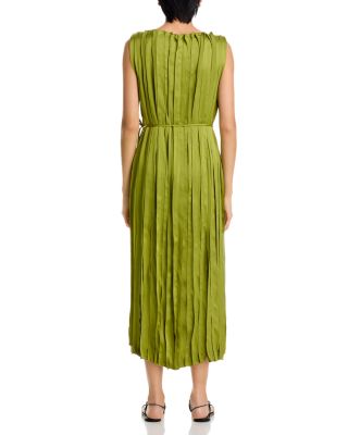 Sleeveless Satin Panel Midi Dress