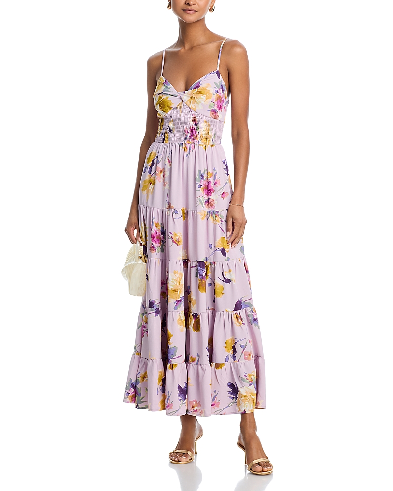 AQUA FLORAL TWIST FRONT MAXI DRESS - EXCLUSIVE