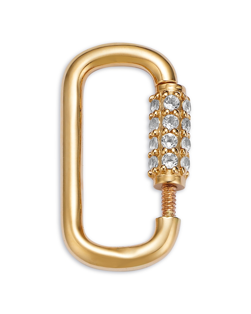 Moon & Meadow 14K Yellow Gold White Topaz Oval Charm Holder