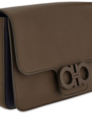 Double Gancini Leather Shoulder Bag