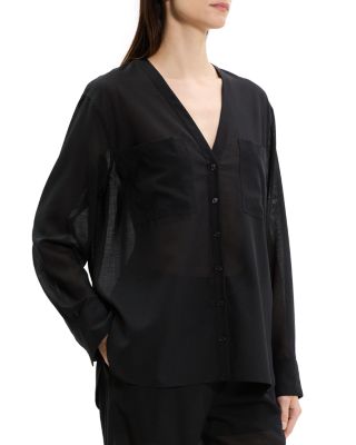 Oversized Collarless Shirt 