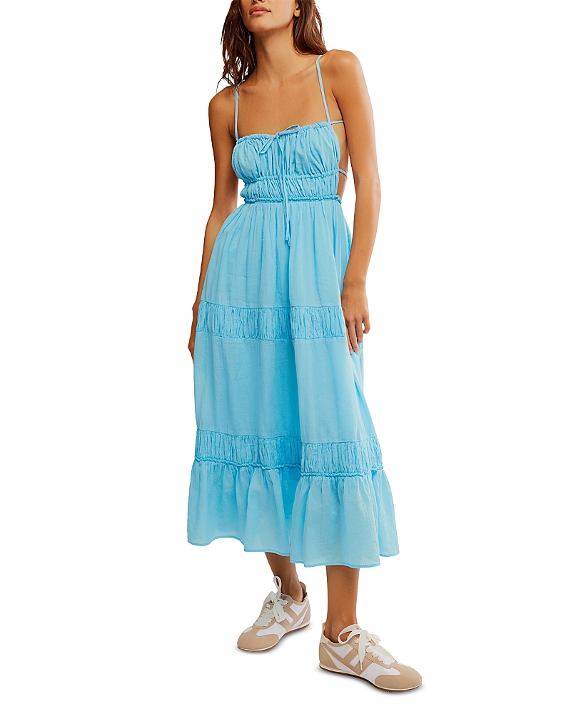 Free People Taking Sides Tiered Cotton Maxi Dress In Splash