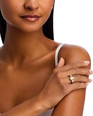 Certified Lab Grown Yellow & White Pear Cut Diamond Engagement Ring in 18K White Gold, 4.1 tcw