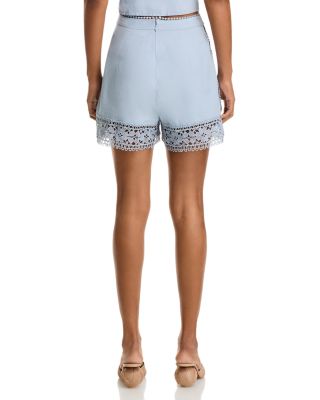 Embroidered Top & Lace-Trim Pleated Shorts