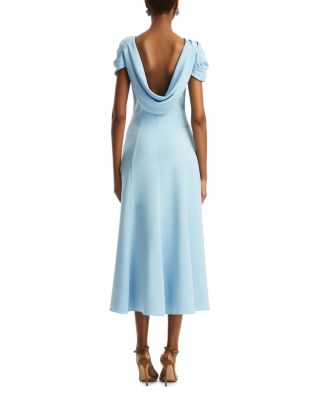 Cap Sleeve Twist Neck Draped Cocktail Dress