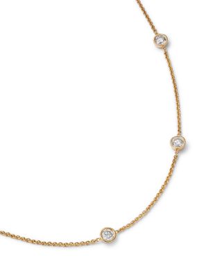 Diamond Bezel Station Necklace in 14K Yellow Gold, 1.5 tcw