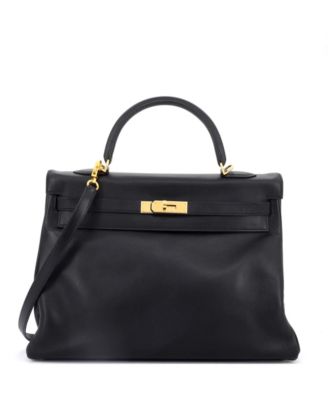 Pre-Owned HERMES Kelly 35 Handbag Black Gulliver with Gold Hardware