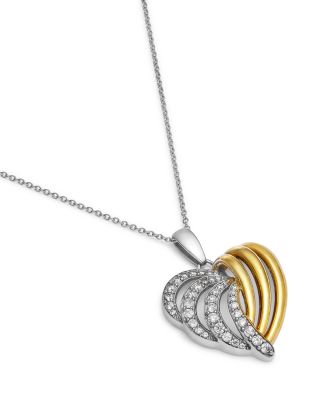 Diamond Heart Pendant Necklace in 14K Two-Toned Gold, 0.47 tcw